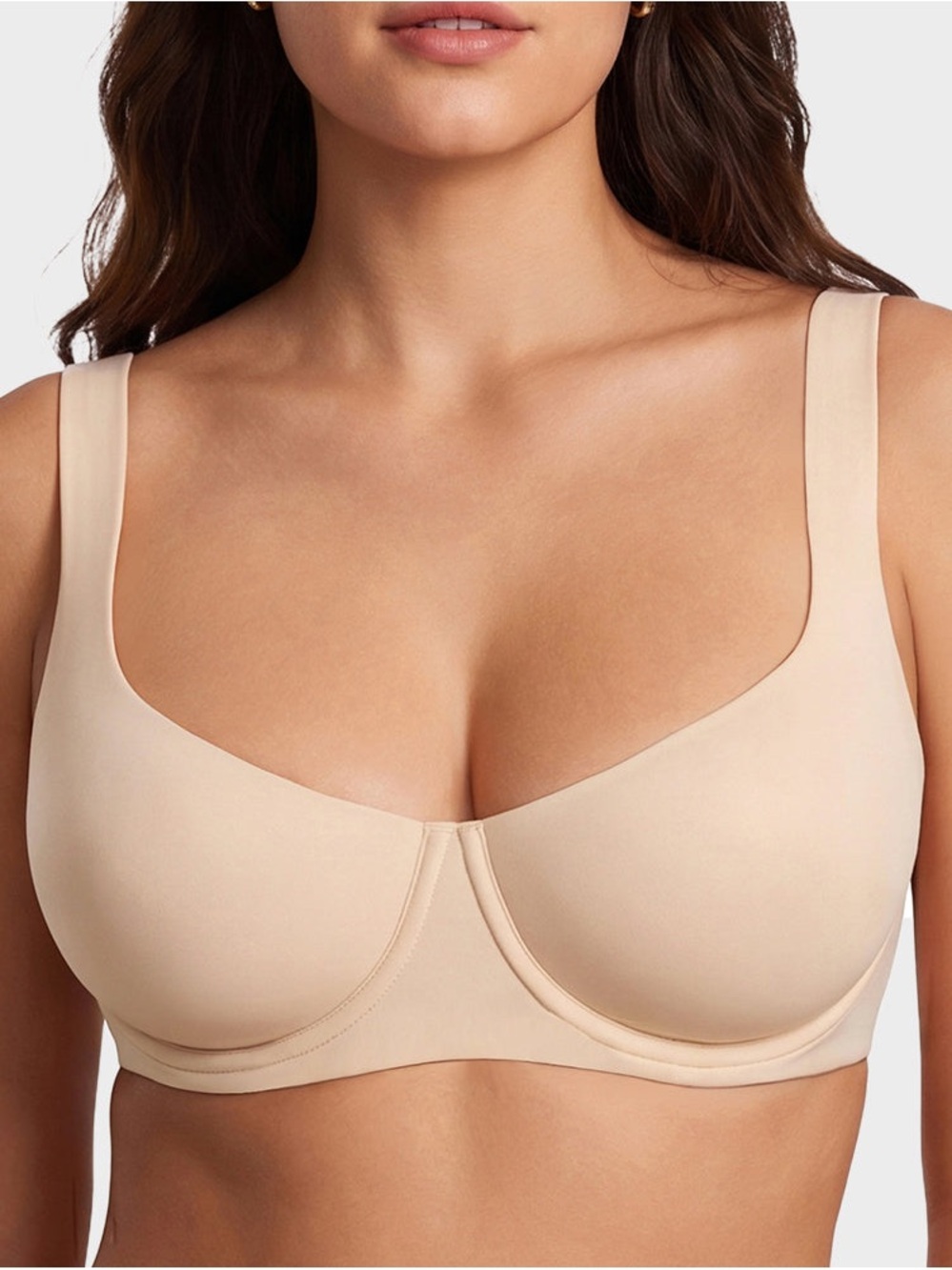 NEW Shecurve seamless unlined balconette  bra nude 38E